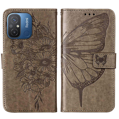 Funda de Cuero Cartera con Soporte Mariposa Carcasa YB2 para Xiaomi Poco C55 Gris