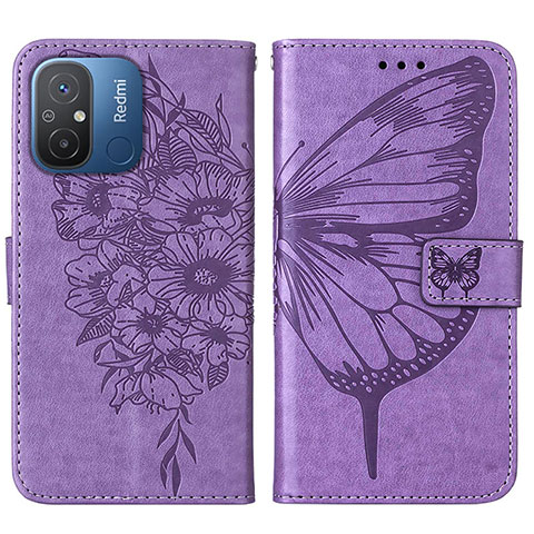 Funda de Cuero Cartera con Soporte Mariposa Carcasa YB2 para Xiaomi Poco C55 Purpura Claro