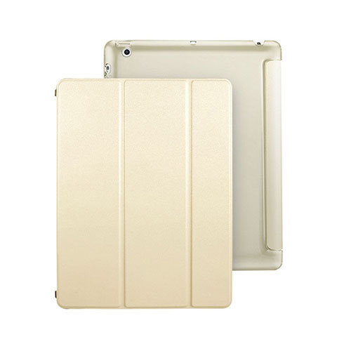 Funda de Cuero Cartera con Soporte para Apple iPad 2 Oro