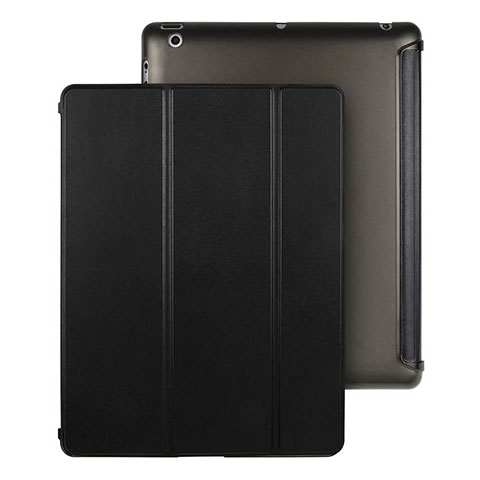 Funda de Cuero Cartera con Soporte para Apple iPad 3 Negro