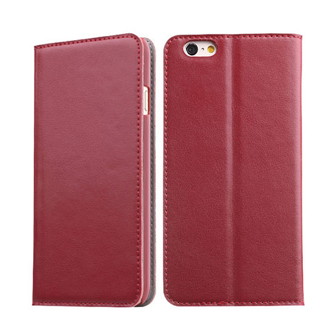 Funda de Cuero Cartera con Soporte para Apple iPhone 6S Plus Rojo