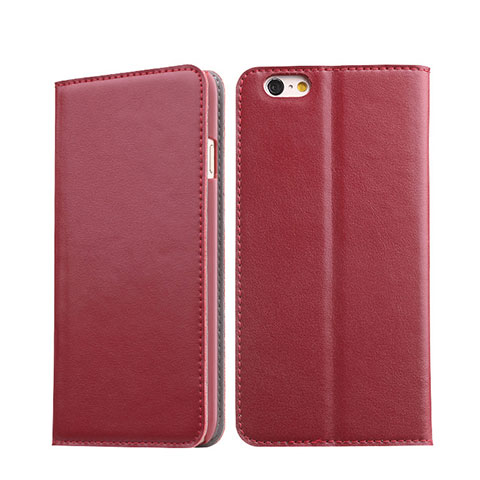 Funda de Cuero Cartera con Soporte para Apple iPhone 6S Rojo