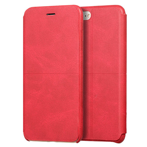 Funda de Cuero Cartera con Soporte para Apple iPhone 7 Rojo