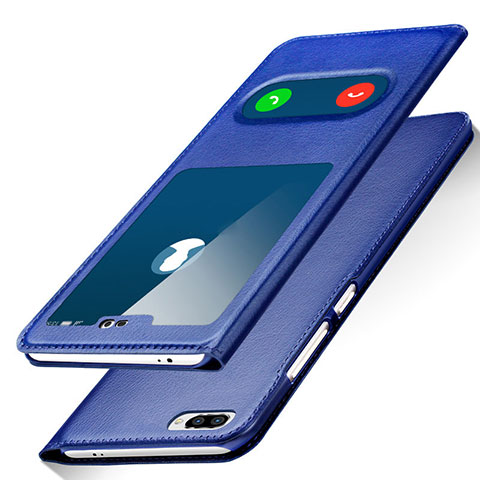 Funda de Cuero Cartera con Soporte para Huawei Honor 10 Azul