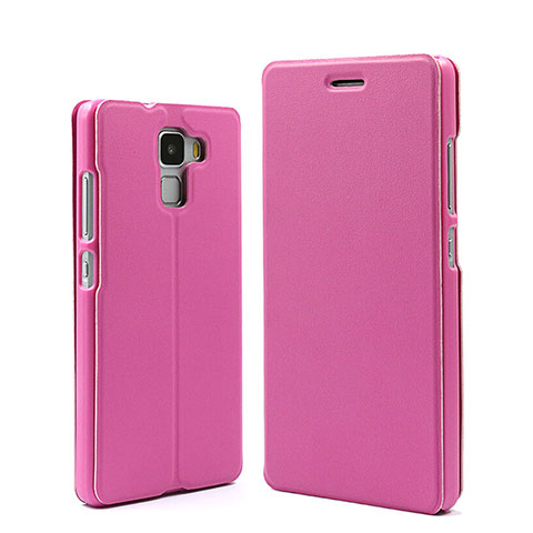 Funda de Cuero Cartera con Soporte para Huawei Honor 7 Rosa