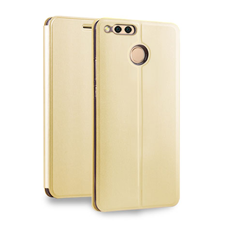 Funda de Cuero Cartera con Soporte para Huawei Honor 7X Oro