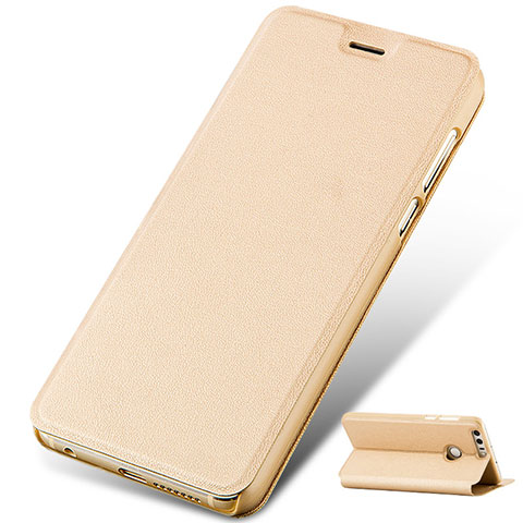 Funda de Cuero Cartera con Soporte para Huawei Honor 8 Oro