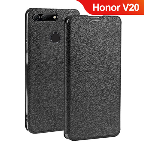 Funda de Cuero Cartera con Soporte para Huawei Honor V20 Negro