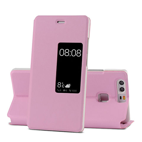 Funda de Cuero Cartera con Soporte para Huawei P9 Plus Rosa