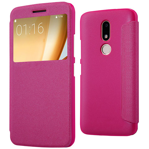 Funda de Cuero Cartera con Soporte para Motorola Moto M XT1662 Rojo