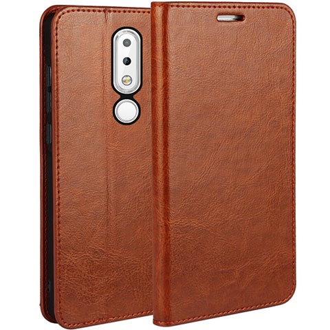 Funda de Cuero Cartera con Soporte para Nokia 6.1 Plus Naranja