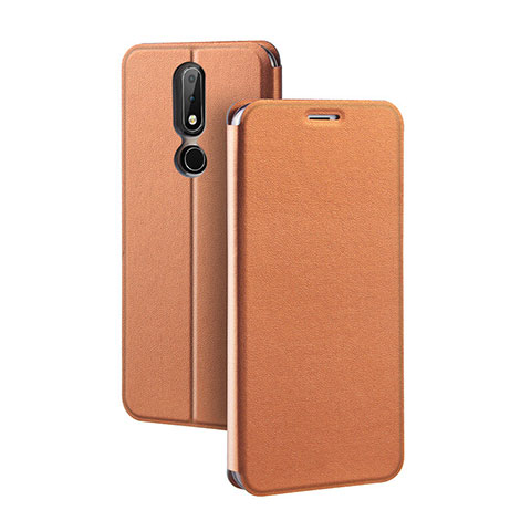 Funda de Cuero Cartera con Soporte para Nokia X5 Marron