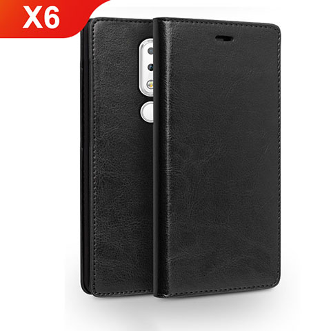 Funda de Cuero Cartera con Soporte para Nokia X6 Negro