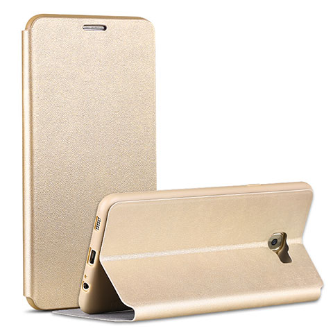 Funda de Cuero Cartera con Soporte para Samsung Galaxy C5 Pro C5010 Oro