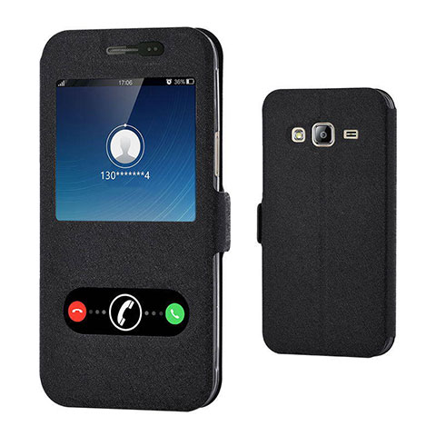 Funda de Cuero Cartera con Soporte para Samsung Galaxy J3 (2016) J320F J3109 Negro