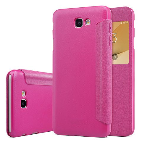 Funda de Cuero Cartera con Soporte para Samsung Galaxy J5 Prime G570F Rosa Roja