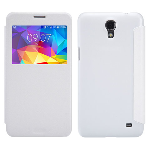 Funda de Cuero Cartera con Soporte para Samsung Galaxy Mega 2 G7508Q Blanco