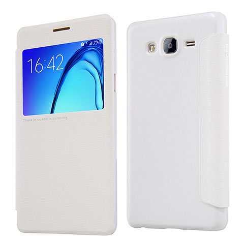 Funda de Cuero Cartera con Soporte para Samsung Galaxy On5 Pro Blanco