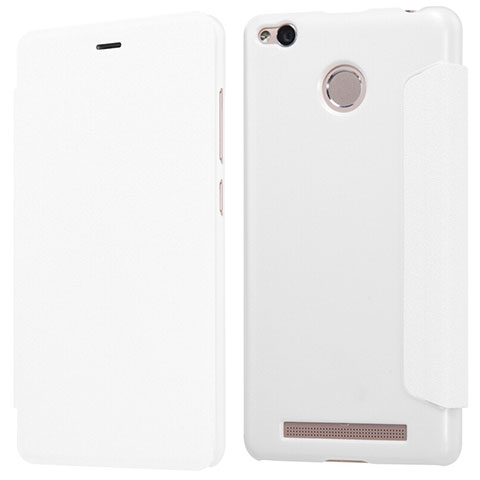 Funda de Cuero Cartera con Soporte para Xiaomi Redmi 3 High Edition Blanco