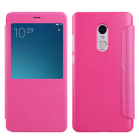 Funda de Cuero Cartera con Soporte para Xiaomi Redmi Note 4 Rosa Roja