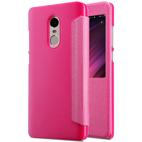 Funda de Cuero Cartera con Soporte para Xiaomi Redmi Note 4 Standard Edition Rosa Roja