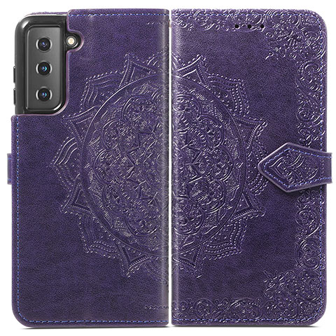 Funda de Cuero Cartera con Soporte Patron de Moda Carcasa A01D para Samsung Galaxy S21 Plus 5G Morado