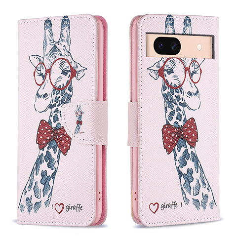 Funda de Cuero Cartera con Soporte Patron de Moda Carcasa B01F para Google Pixel 8a 5G Rosa