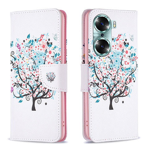 Funda de Cuero Cartera con Soporte Patron de Moda Carcasa B01F para Huawei Honor 60 5G Blanco