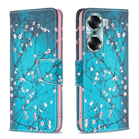 Funda de Cuero Cartera con Soporte Patron de Moda Carcasa B01F para Huawei Honor 60 Pro 5G Cian