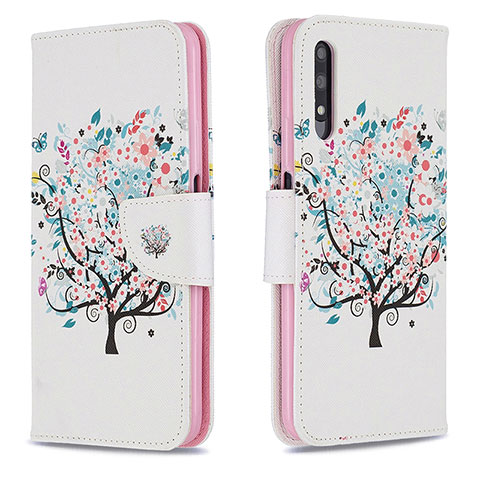 Funda de Cuero Cartera con Soporte Patron de Moda Carcasa B01F para Huawei Honor 9X Blanco