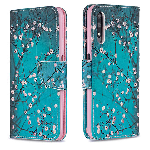 Funda de Cuero Cartera con Soporte Patron de Moda Carcasa B01F para Huawei Honor 9X Cian