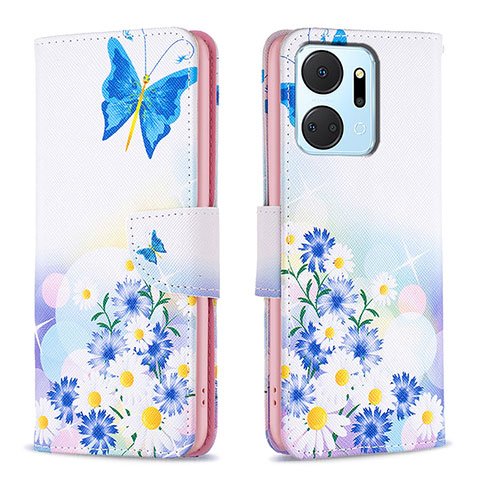 Funda de Cuero Cartera con Soporte Patron de Moda Carcasa B01F para Huawei Honor X7a Azul