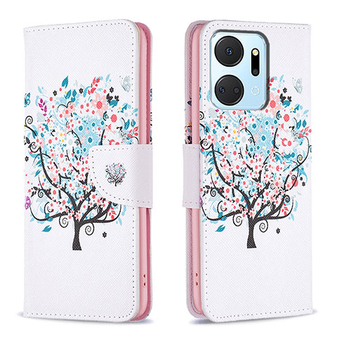 Funda de Cuero Cartera con Soporte Patron de Moda Carcasa B01F para Huawei Honor X7a Blanco