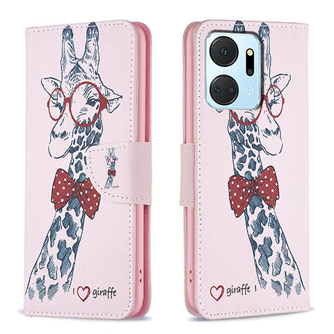 Funda de Cuero Cartera con Soporte Patron de Moda Carcasa B01F para Huawei Honor X7a Rosa