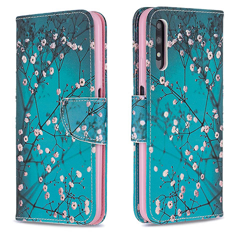 Funda de Cuero Cartera con Soporte Patron de Moda Carcasa B01F para Huawei P Smart Z (2019) Cian