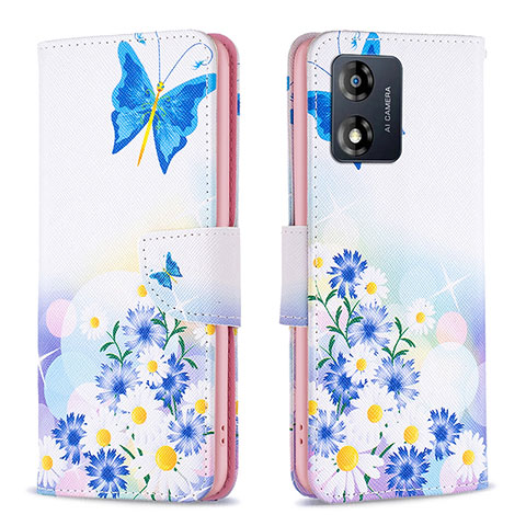 Funda de Cuero Cartera con Soporte Patron de Moda Carcasa B01F para Motorola Moto E13 Azul