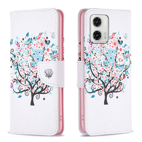 Funda de Cuero Cartera con Soporte Patron de Moda Carcasa B01F para Motorola Moto G73 5G Blanco