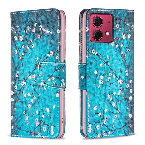 Funda de Cuero Cartera con Soporte Patron de Moda Carcasa B01F para Motorola Moto G84 5G Cian