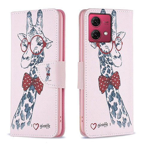 Funda de Cuero Cartera con Soporte Patron de Moda Carcasa B01F para Motorola Moto G84 5G Rosa