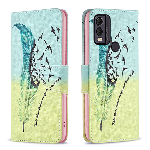 Funda de Cuero Cartera con Soporte Patron de Moda Carcasa B01F para Nokia C22 Menta Verde