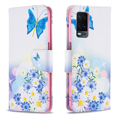 Funda de Cuero Cartera con Soporte Patron de Moda Carcasa B01F para Oppo A54 4G Azul