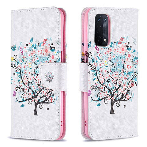 Funda de Cuero Cartera con Soporte Patron de Moda Carcasa B01F para Oppo A54 5G Blanco