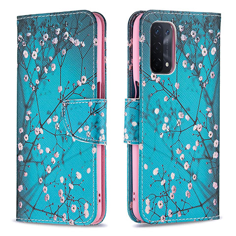 Funda de Cuero Cartera con Soporte Patron de Moda Carcasa B01F para Oppo A54 5G Cian