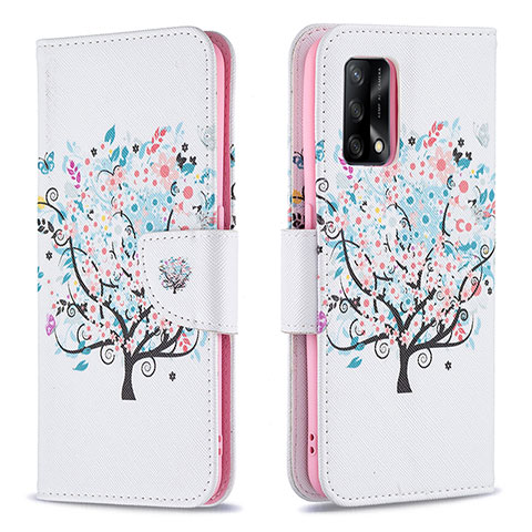 Funda de Cuero Cartera con Soporte Patron de Moda Carcasa B01F para Oppo A74 4G Blanco