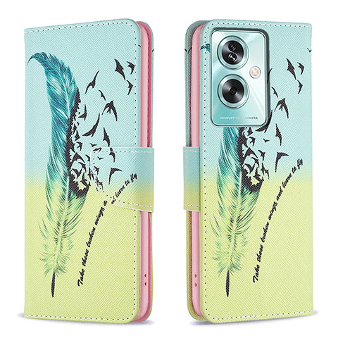 Funda de Cuero Cartera con Soporte Patron de Moda Carcasa B01F para Oppo A79 5G Menta Verde