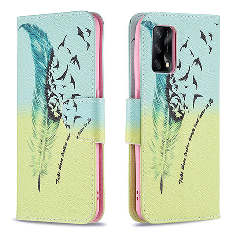 Funda de Cuero Cartera con Soporte Patron de Moda Carcasa B01F para Oppo F19 Menta Verde