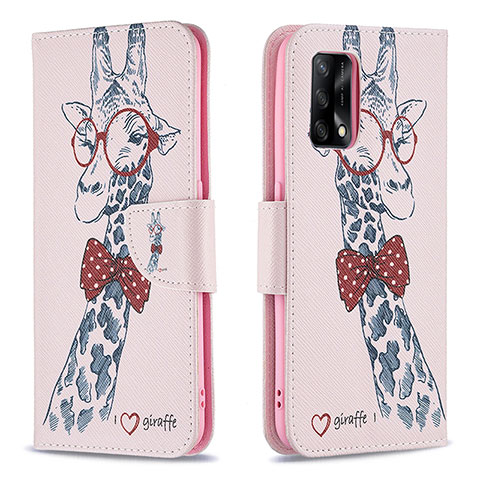 Funda de Cuero Cartera con Soporte Patron de Moda Carcasa B01F para Oppo F19 Rosa