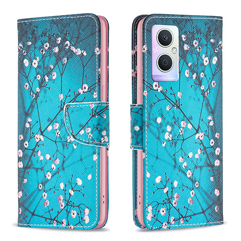 Funda de Cuero Cartera con Soporte Patron de Moda Carcasa B01F para Oppo F21 Pro 5G Cian