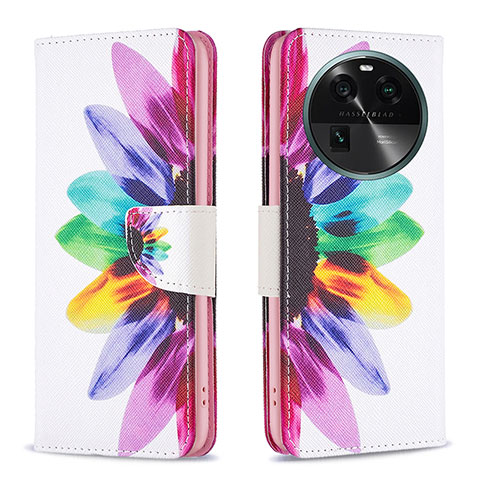 Funda de Cuero Cartera con Soporte Patron de Moda Carcasa B01F para Oppo Find X6 5G Multicolor