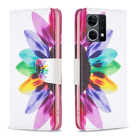 Funda de Cuero Cartera con Soporte Patron de Moda Carcasa B01F para Oppo Reno8 4G Multicolor